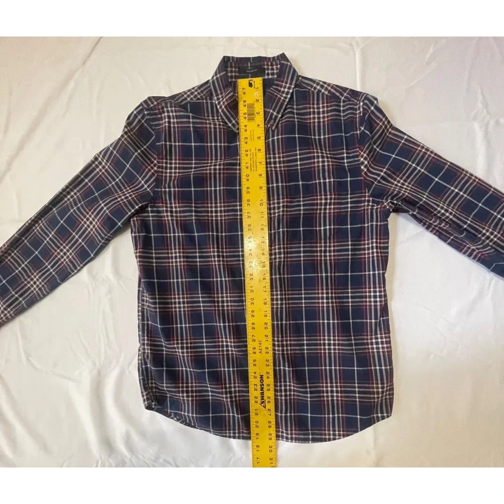 Banana Republic Men's Checkered Button Up Shirt‎ Size Large Untucked Fit Blue